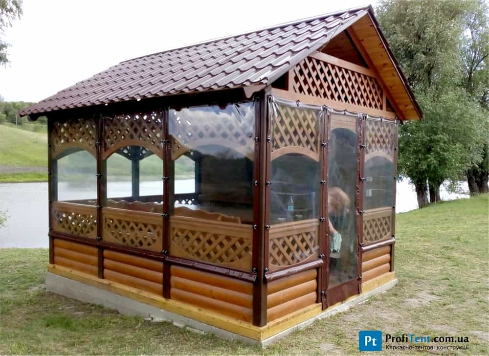 Вуличні прозорі ПВХ штори для бесідки