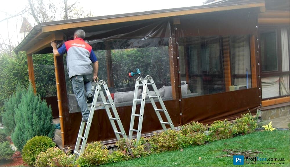 Установка прозорих ПВХ штор на терасу