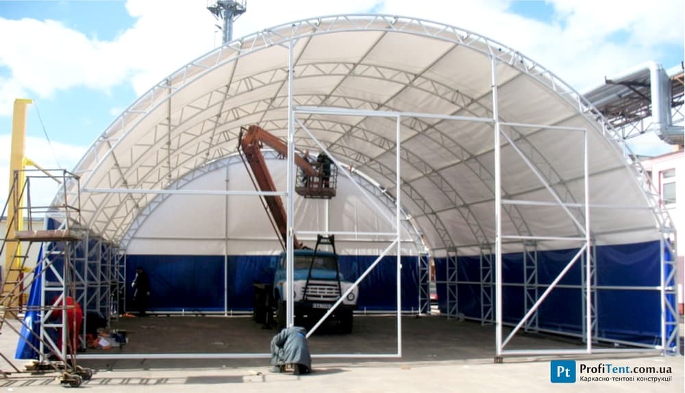 Будівництво арочного тентового ангара