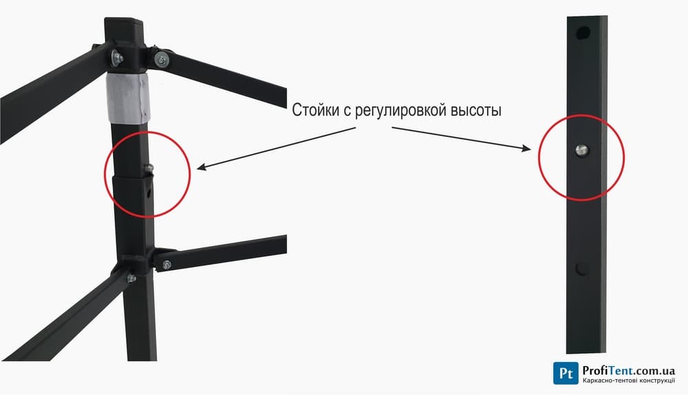 Каркас раздвижного шатра с регулировкой высоты