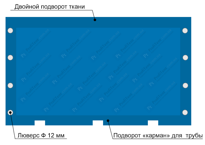 Тент оснащенный «карманом» для трубы